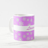 蘭の背景に白い3-d雪の結晶のコーヒー コーヒーマグカップ (正面左)