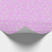 蘭の背景に白い3-d雪の結晶 ラッピングペーパー (角)