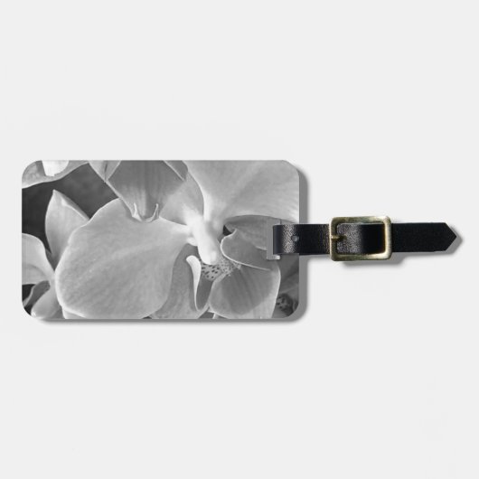 蘭の花が灰色で咲き乱れる ラゲッジタグ (正面横)