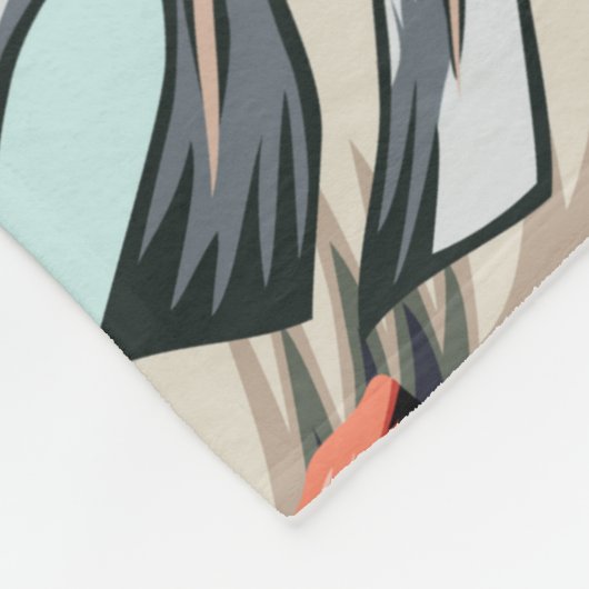 蘭の花と花を持つ熱帯ピンクのフラミンゴ フリースブランケット (角)