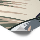 蘭の花と花を持つ熱帯ピンクのフラミンゴ ポスター (角)