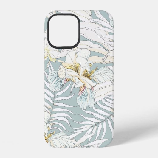 蘭の花のトロピカルパターン フ iPhoneケース (裏面)