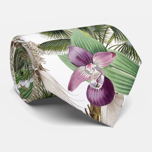 蘭の花のヤシの木の熱帯島のタイ ネクタイ (ロール)