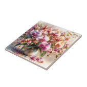 蘭の花の優雅な水彩画ボタニカルアート タイル (側面)