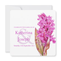 蘭の花の水の色の正方形の結婚式の招待