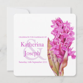 蘭の花の水の色の正方形の結婚式の招待 招待状