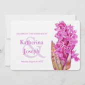 蘭の花の水色の紫色の結婚式の招待 招待状 (正面)