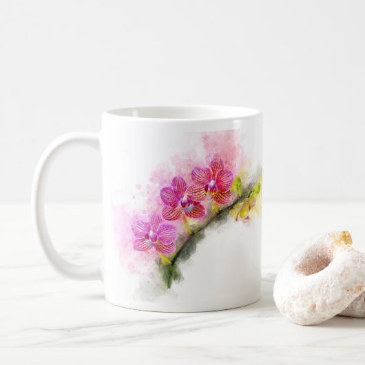 蘭の花の水色 – ピンクのweb 01 コーヒーマグカップ (ドーナツ)