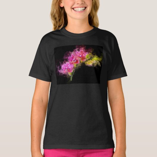 蘭の花の水色 – ピンクbb 01 tシャツ (正面)