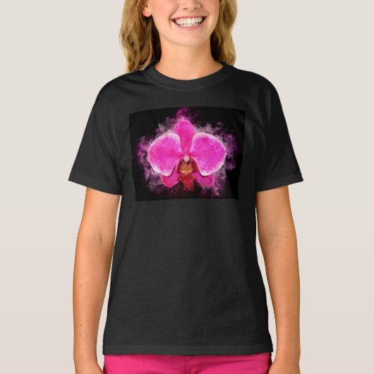 蘭の花の水色 – ピンクbb 02 tシャツ (正面)