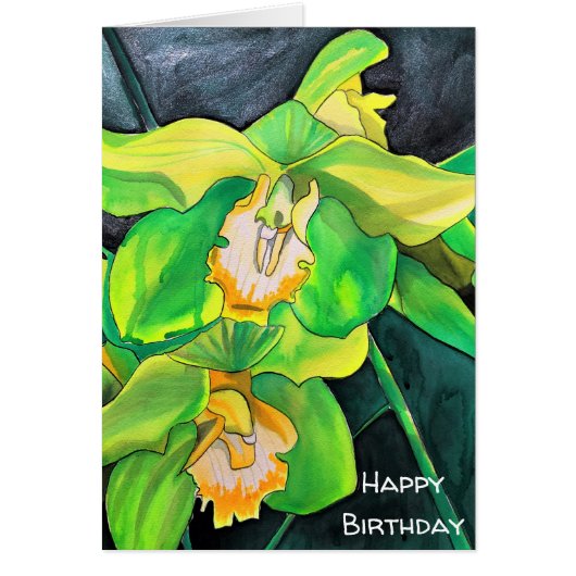 蘭の花の緑と黄色の芸術 (正面)