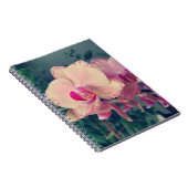 蘭の花の花のポロッカドットピンクの花のフローラ ノートブック (右側)