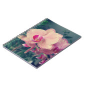 蘭の花の花のポロッカドットピンクの花のフローラ ノートブック (左側)