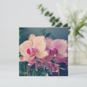 蘭の花の花のポロッカドットピンクの花のフローラ 招待状 (スタンド正面)