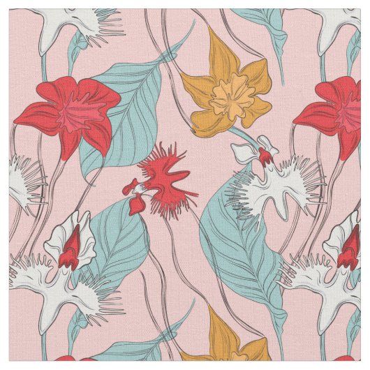 蘭の花の葉 ファブリック (クローズアップ)