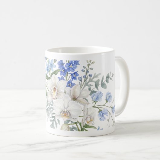蘭の花束 ウォーターカラー フラワー コーヒーマグカップ (正面右)
