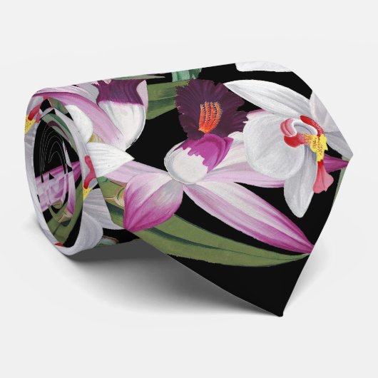 蘭の花柄の花の熱帯島のタイ ネクタイ (ロール)