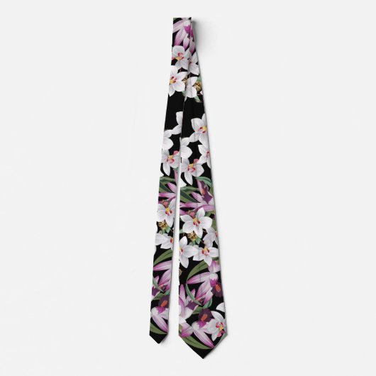 蘭の花柄の花の熱帯島のタイ ネクタイ (裏面)