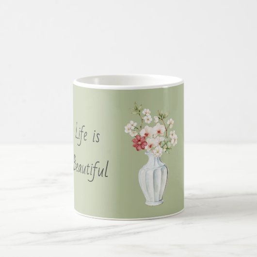 蘭の花 白い花瓶 コーヒーマグカップ (中央)