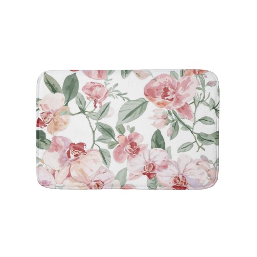 蘭の草原の水彩花柄ボタニカル バスマット (正面)