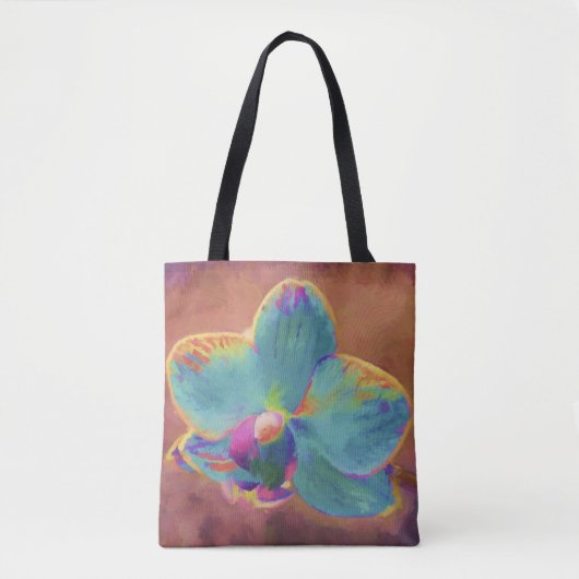 蘭の青と紫の花の絵 トートバッグ (正面)