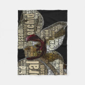 蘭の黒上の花の花の単語の雲 フリースブランケット (正面)