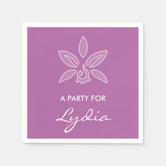 蘭エレガントはっきりしたシンプル紫の花 スタンダードカクテルナプキン (正面)