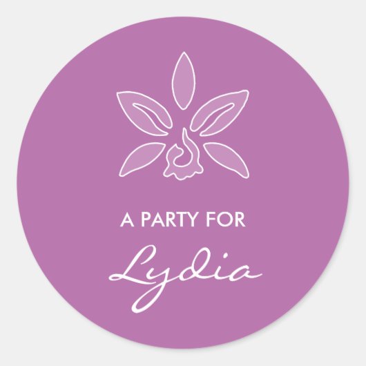 蘭エレガントはっきりしたシンプル紫の花 ラウンドシール (正面)