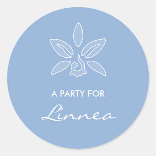 蘭エレガントシンプル粉末青い花 ラウンドシール (正面)