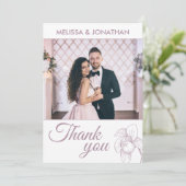 蘭エレガントモダン紫結婚の写真 サンキューカード (スタンド正面)