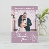 蘭エレガントモダン紫結婚の写真 サンキューカード (スタンド正面)