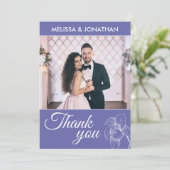 蘭エレガントモダン紫結婚の写真 サンキューカード (スタンド正面)
