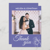 蘭エレガントモダン紫結婚の写真 サンキューカード (正面/裏面)