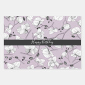 蘭エレガント白ラベンダーターコイズフローラ ラッピングペーパーシート (正面2)