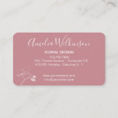 蘭エレガント白黒モダンフローラオールドピンク 名刺 (裏面)