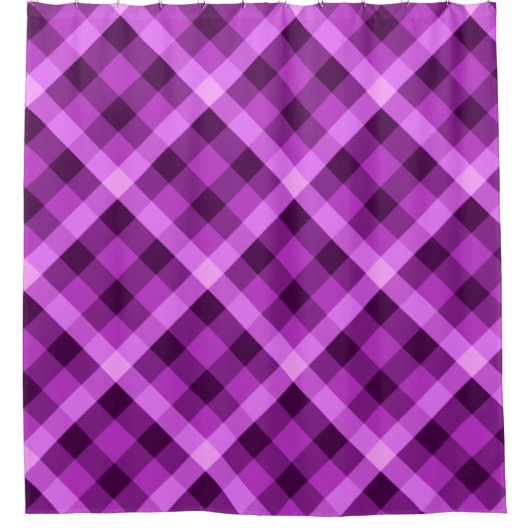 蘭エレガント紫の格子模様のシャワーカーテン シャワーカーテン (正面)