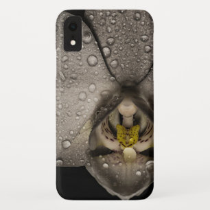 蘭エレガント花ブラックグレー iPhone XRケース