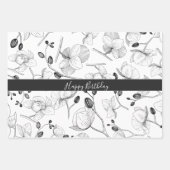 蘭エレガント蘭の白い赤い緑のシックなフローラ ラッピングペーパーシート (正面)