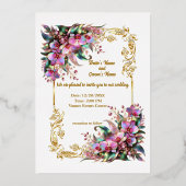 蘭エレガント鮮やかの花の結婚invitat 箔招待状 (正面)