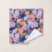 蘭カラフル模様 バスタオルセット (ウォッシュタオル)