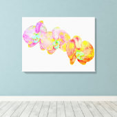 蘭カリブの蘭、熱帯水色の花 キャンバスプリント (インサイチュ (ウッドフロア))