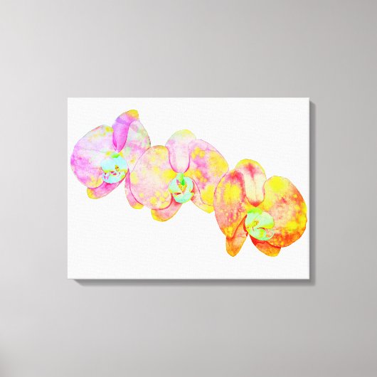 蘭カリブの蘭、熱帯水色の花 キャンバスプリント (正面)