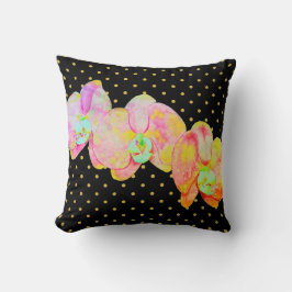 蘭カリブの蘭、熱帯水色の花 クッション