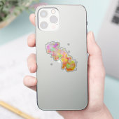 蘭カリブの蘭、熱帯水色の花 シール (スマートフォン)