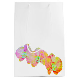 蘭カリブの蘭、熱帯水色の花 ミディアムペーパーバッグ