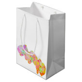 蘭カリブの蘭、熱帯水色の花 ミディアムペーパーバッグ (正面アングル)