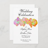 蘭カリブの蘭、熱帯水色の花 招待状 (正面/裏面)