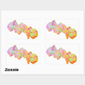 蘭カリブの蘭、熱帯水色の花 長方形シール (シート)