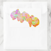 蘭カリブの蘭、熱帯水色の花 長方形シール (バッグ)