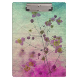 蘭ティール（緑がかった色）と紫のフローラスクリプトテクスチャの外観 クリップボード